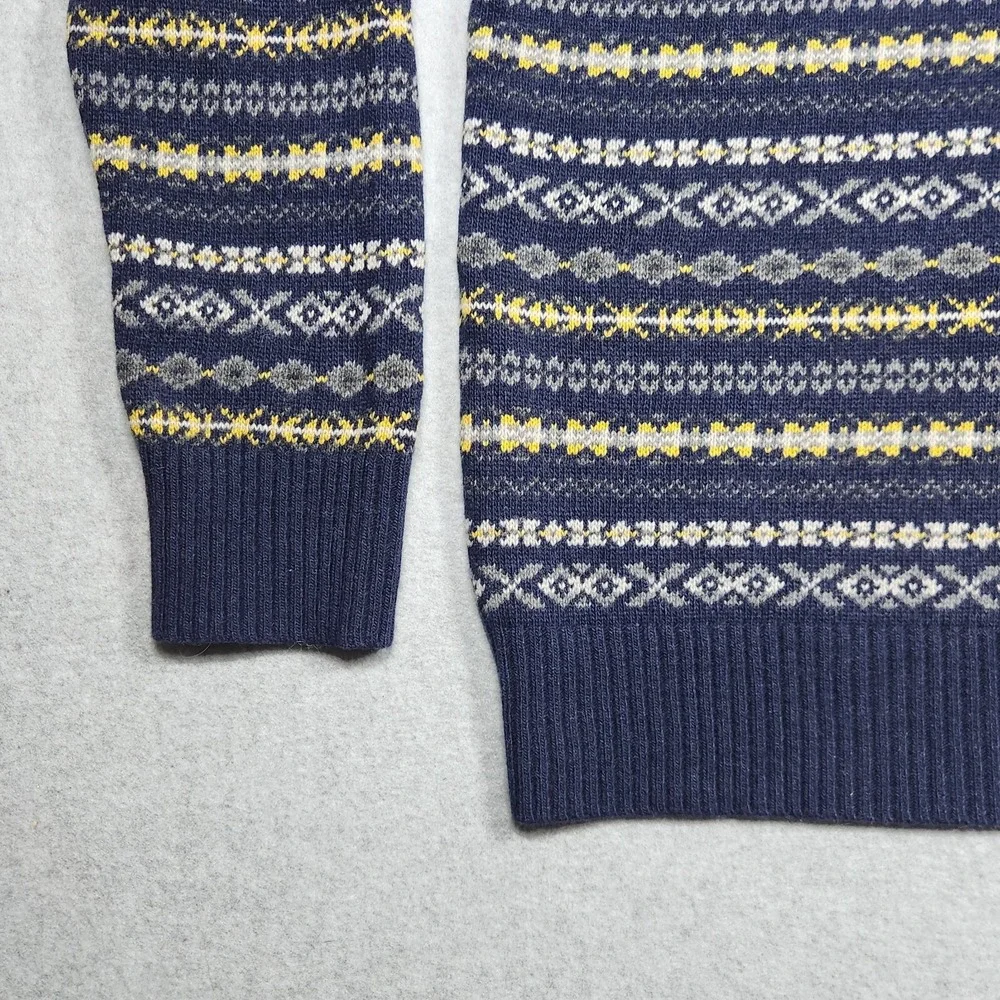 Banana Republic Sweater XL Blue Fair Isle Crew Knit Italian‎ Yarn Pullover Cozy